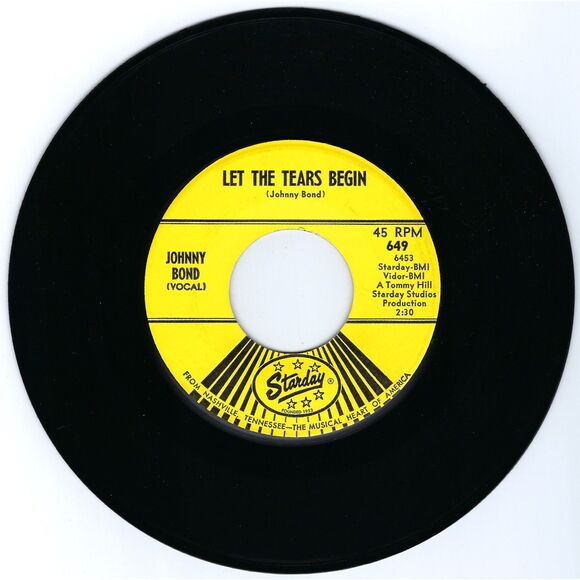 Johnny Bond 45 RPM - Three Sheets In The Wind / Let The Tears Begin - VG+ '63 - Picture 2 of 2